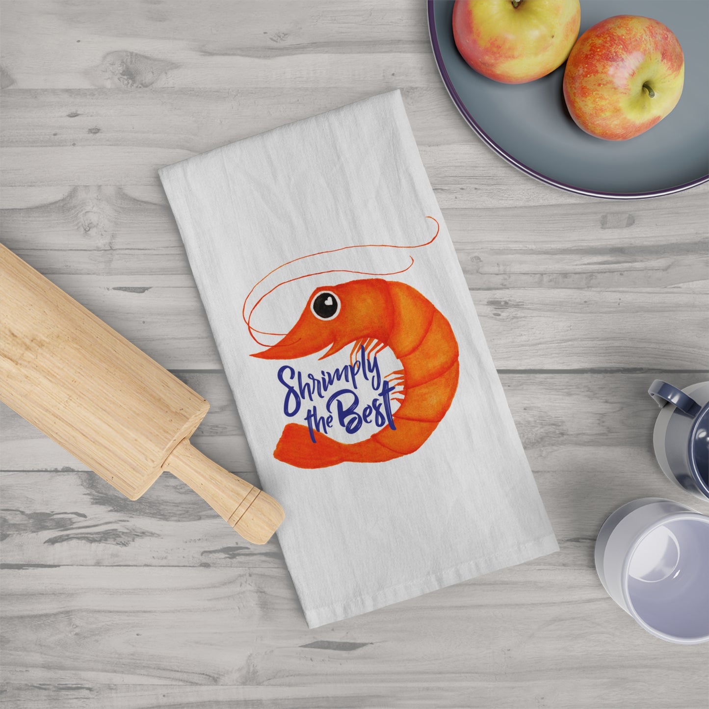 Shrimply the Best Tea Towel on white