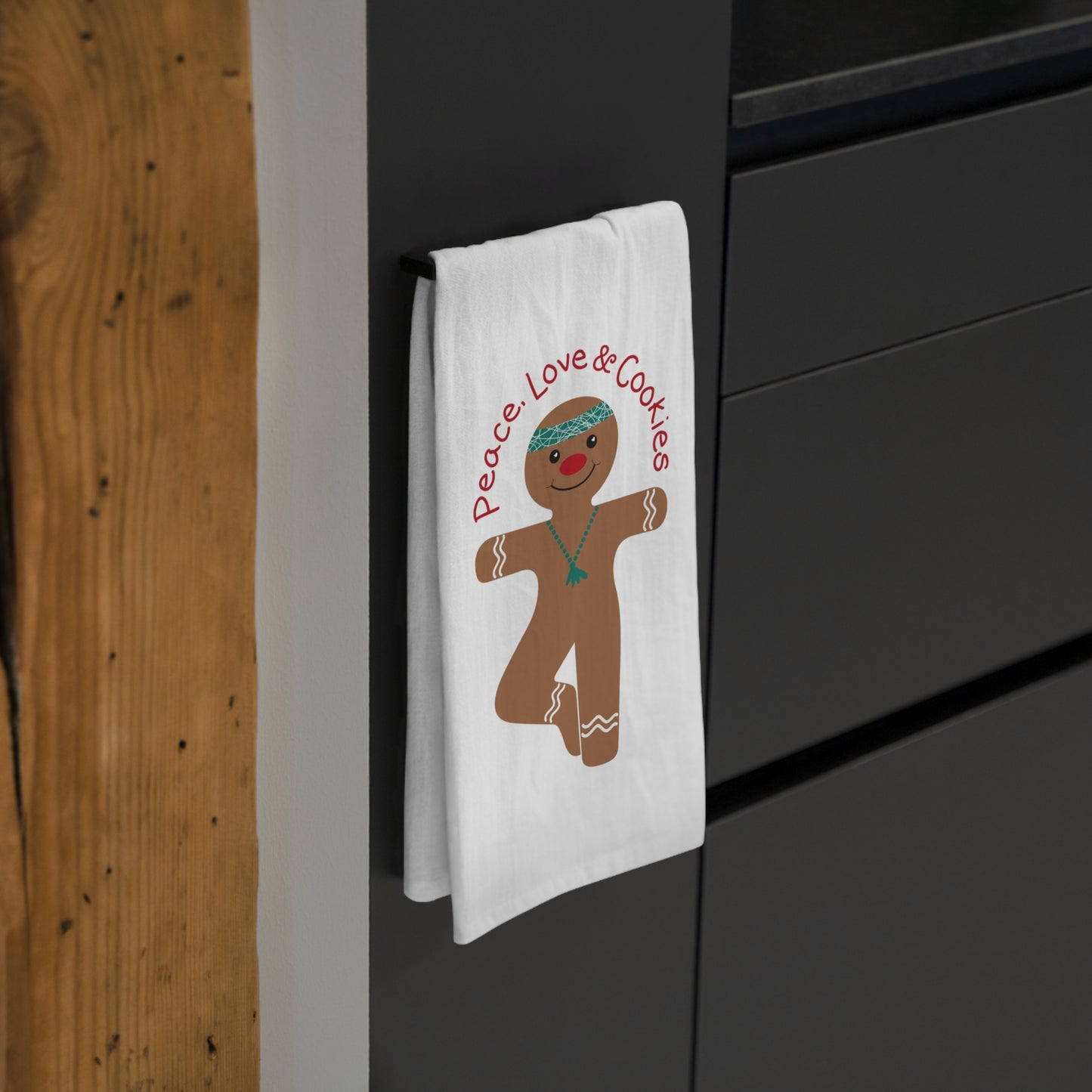 Peace Love & Cookies Gingerbread Yogi Flour Sack Tea Towel