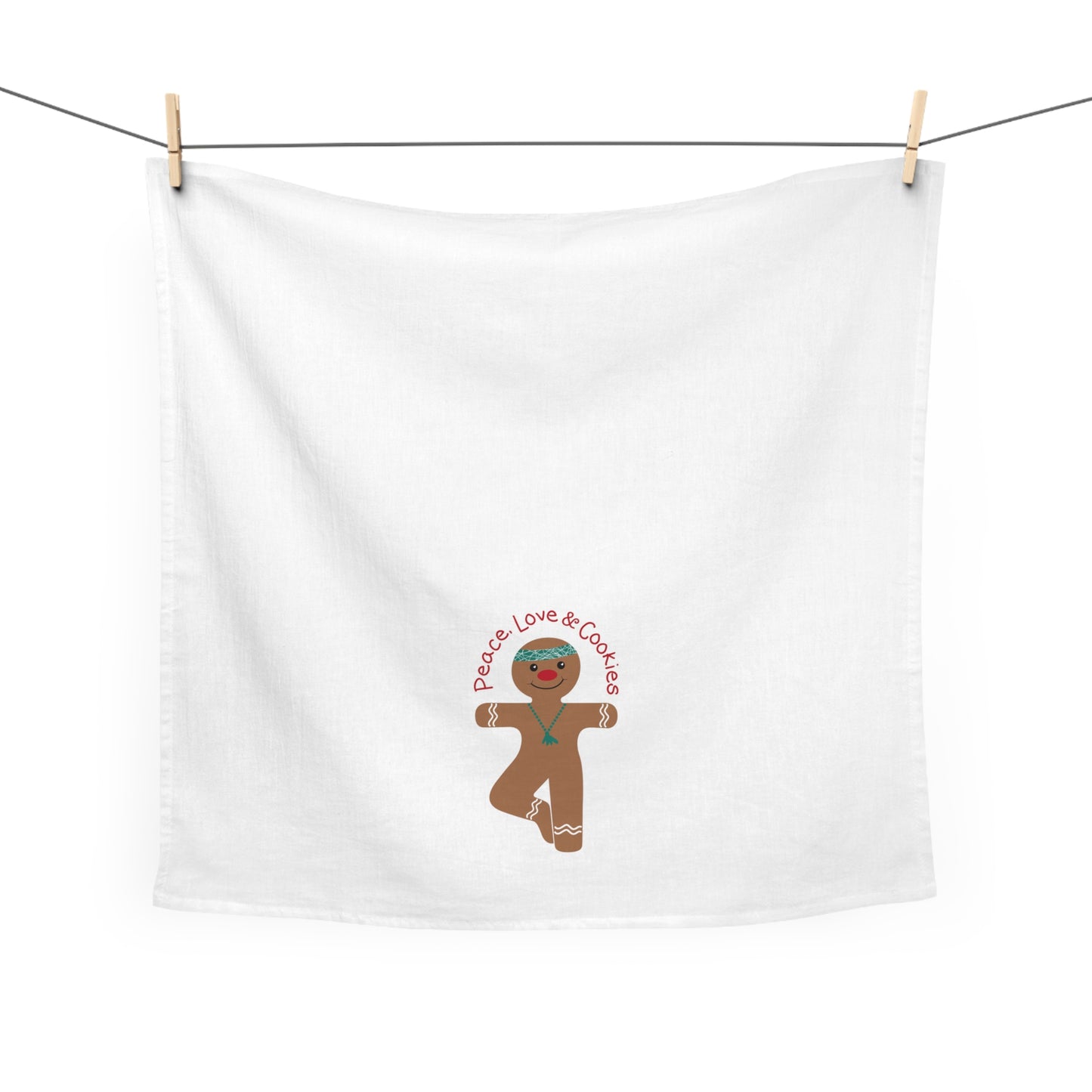 Peace Love & Cookies Gingerbread Yogi Flour Sack Tea Towel